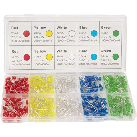 300 st (5 färger x 60 st) 5 mm LED-ljusdiod rund sortiment