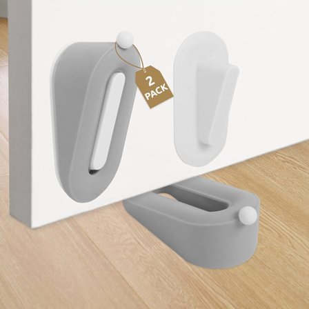 Sød Dørstopper, Dørstoppere til Gulv, 2-pak Dørstoppere, Dekorative Gummidørstoppere, Beskytter Dine Gulve Grå