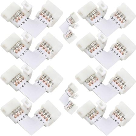 10-pakk 10 mm 4-nastainen L-muotoinen LED-nauha liitin suorakulmainen