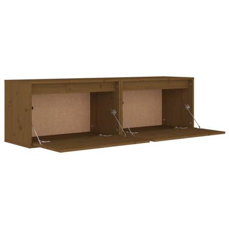 Vidaxl Väggskåp 2 St 60x30x35 Cm Massiv Furu Honungbrun Brun