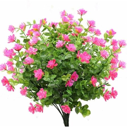 4 Kimppua Tekokukkia Tekokasvi, UV-Kestävä Vihreä Pensas Kasvit Eukalyptus Sisä-Ulkokäyttöön Ripustettava Ruukku Koti Puutarha Dekor, Vaaleanpunainen 