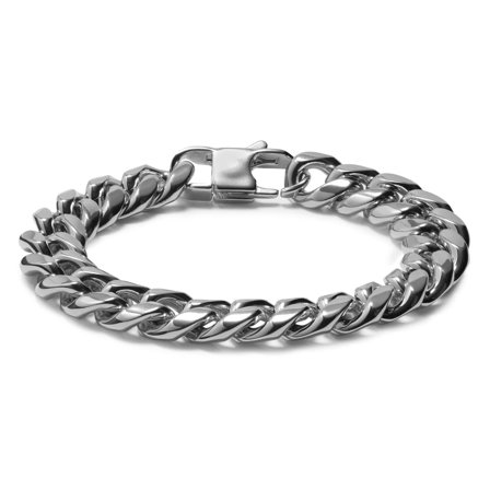 Pulsera de cadena de acero plateada - 12 mm para hombres - Pulseras de acero