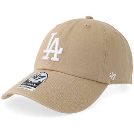 47 Brand - MLB Beige unconstructed Caps - Los Angeles Dodgers MLB Clean Up Khaki Dad Cap @ Hatstore