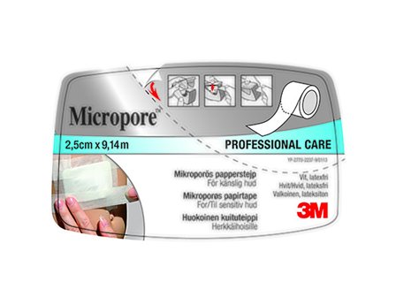 3M Micropore Hvit Tape 2,5 cm x 9,14 m, 1 stk.