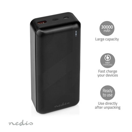 Nedis - Powerbank Powerbank 32000 mAh Svart