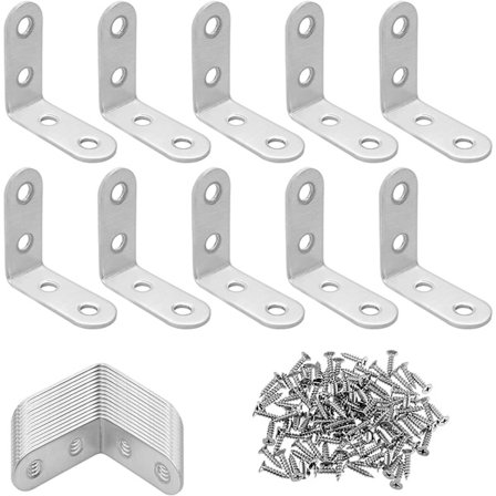24 stk. 90 graders L-formede rustfrie stål hjørnebeslag med