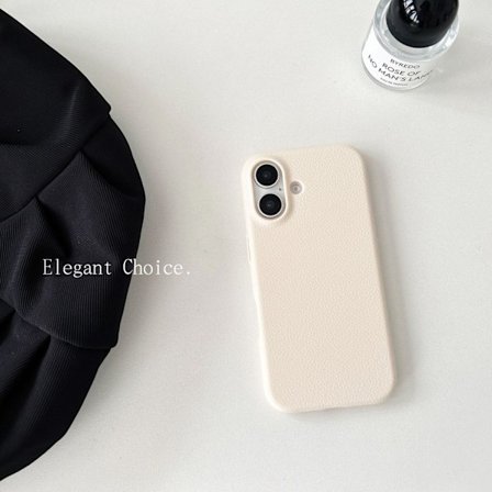 Kotelo iPhone 16:lle, valkoinen, tavallinen nahka, dopamiini