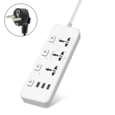 Laddare 5V 2.1A med överspänningsskydd, 3 uttag och 3 USB-portar, för USA/UK_xx