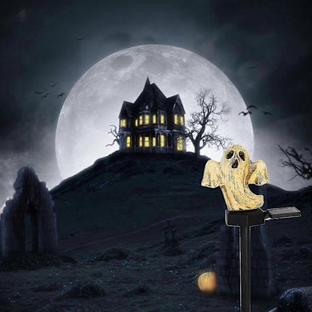 2025 Halloween-kostymsimulering harts vit spöke golvlampa Halloween-fest atmosfär dekorativ lampa