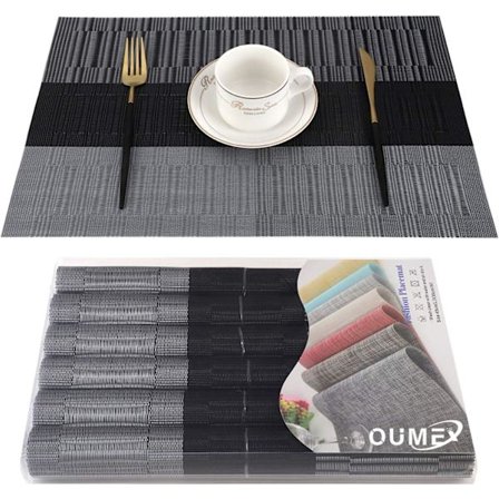 Set med 6 Tvättade PVC-Underlägg Halksäkra Slitstarka mot Värme