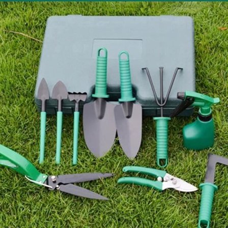 10 st Trädgårdsredskapsset, rostfri spade och sekatör för trädgårdsarbete utomhus, harv, vattenspruta och förvaringsväska