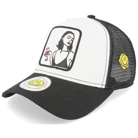 Lucid Smile - White trucker Gorra - Wine Girl Patch White/Black Trucker @ Hatstore
