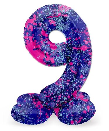 Sifferballon Stående Paint Splash 72 cm "0-9" Ciffer 9