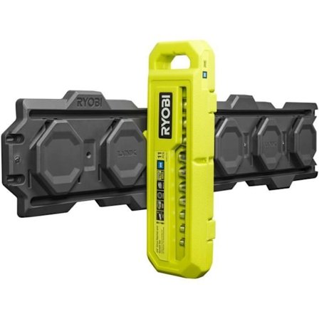 RYOBI - Låda med 1 90-tandsnyckel (4° vinkel) och 10 3/8'' hylsor (8 till 17 mm) - Ryobi LINK-kompatibel - RHRS11PC