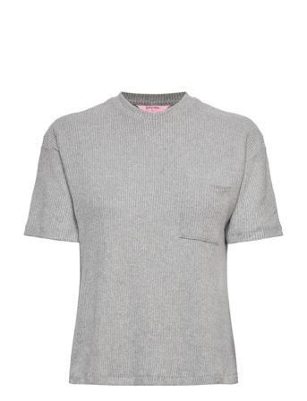 Top Ss Boxy Rib Script T-shirts & Tops Short-sleeved Harmaa Hunkemöller