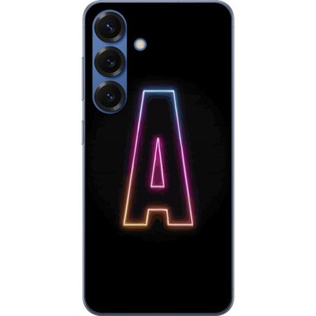 Yhteensopiva Puhelinkuori Samsung Samsung Galaxy S25+ Minimalistinen neonkirjain A sateenkaarenvärisessä valossa mustaa taustaa vasten modernissa ty