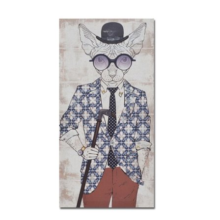 Kissa-taulu canvasille – 30x60cm, monivärinen, puukehys