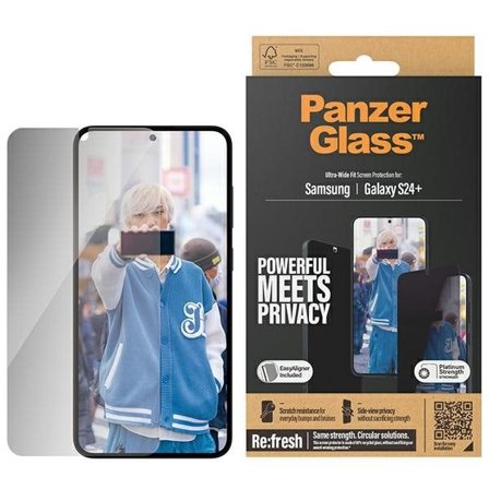 PanzerGlass Ultra-wide Fit Privacy herdet glass med posisjoneringsanordning for Samsung Galaxy S24+