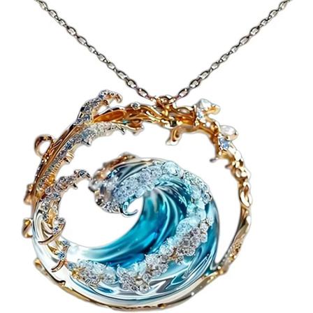Ocean's Oath -korusarja, kaulakoru ja meren valan sormus/korvakorut lahjapakkauksessa Necklace