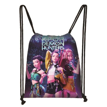 Gymbag for barn | Komfortabel og praktisk K-Pop Demon Hunter Anime-inspirert mørk design svart barnebag {ROG}