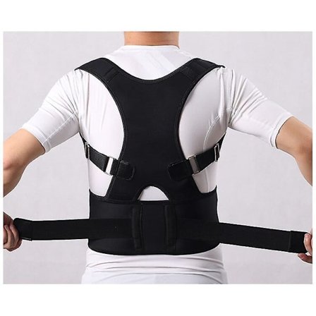 Unisex Fitness Rygstøtte Støtte Justerbar Magnetisk Holdningskorrigerende Korset Korset De Postura Ryg Mave Bælter Mænd-sort(XL,Sort)