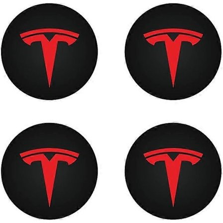Senterkopp (4 stk.) for KAVANIC Tesla Model Y Model 3 Modifikasjon Hjuldeksler (Rød/Matt Svart)