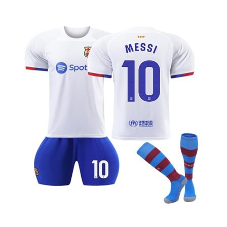 (2023/24 Barcelona Borta #10 Messi Fotbollströja Set 20(115-125CM)