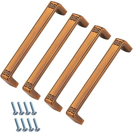 Baderomskapshåndtak Kjøkkenskuffhåndtak, Børstet Messing Gull Kjøkkenhåndtak Side Skapshåndtak 128mm Hullsenter Pakke med 4