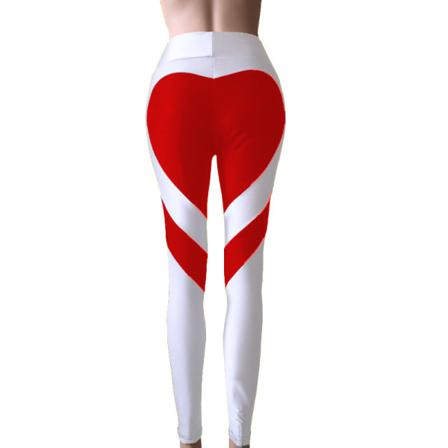Kvinnor Color Block Byxor Love Heart Print Leggings