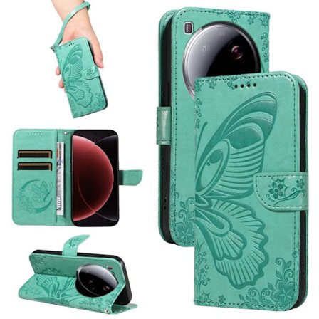 Xiaomi 15 Ultra 5G - Global Svart Svansfjäril Prägling Läder Mobilfodral