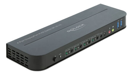 Delock DisplayPort 1.4 KVM Switch 8K 30 Hz with USB 3.0 and Audio - KVM / lyd / USB-svitsj - 4 porter