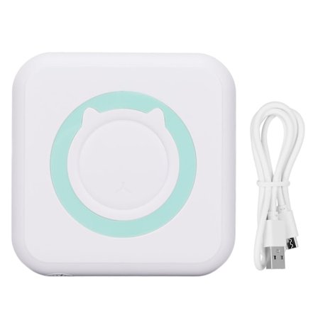 Bærbar printer 200DPI Ergonomisk design Trådløs forbindelse Termisk papir Ingen blæk Miniprinter til hjemmekontorBlå