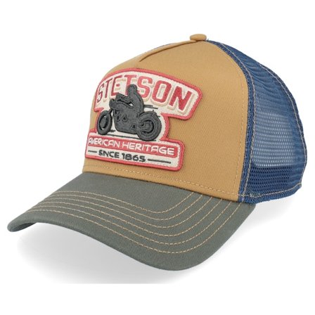 Stetson - Beige trucker Kasket - Motorcycle Beige/Olive Trucker @ Hatstore