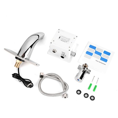 Smart Sensor Vandhane til Badeværelsesvask, Automatisk Infrarød Sensor Håndfri Betjening Badeværelsesarmatur med Kontrolboks Inkluderet, Berøringsfri 