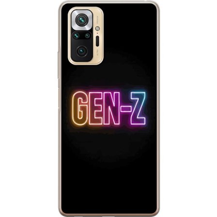 Yhteensopiva Puhelinkuori Xiaomi Xiaomi Redmi Note 10 Pro Neontext Gen Z värikkäässä valossa tummaa taustaa vasten modernissa digitaalisessa tyyli