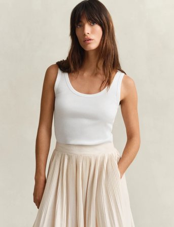 GANT Slim Ribbed Tank Top - White - XXL