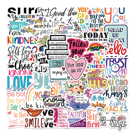 52 stk inspirerende klistremerker Motiverende setninger Livssitater D