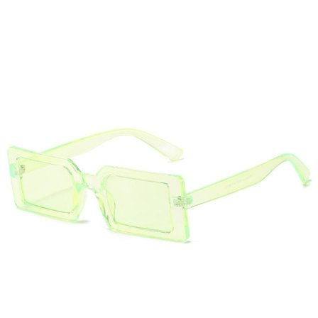Trendy solbriller med rektangulære rammer limegrønt glas
