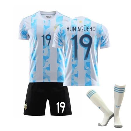2021 Argentina trøje Maradona nr. 10 Messi kamp sports træning hjemme og ude fodbold uniform dragt mænd Home No. 19 with socks Children's size 20