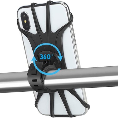 Silikone Cykeltelefonholder - 360° Roterende Beslag til iPhone SE/11/12/13/14 Pro Max & 6.5'' Smartphones
