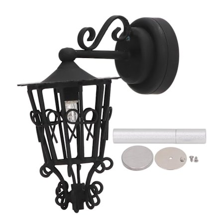 Batteridrevet gammeldags dukkehus vegglampe med magnet på baksiden for 1/12 dukkehus svart