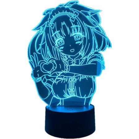 Akryl Nekopara Cinnamon 3D Illusions LED Lampe Anime Nattelys Berøring Fjernkontroll 7/16 Fargejustering Stue/Soverom Dekorasjon Barn Manga Gaver