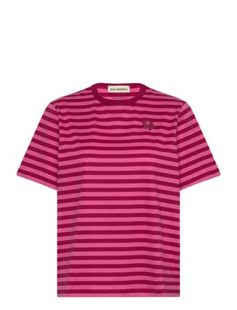 Tasaraita Relaxed Ss Sparkle T-shirts & Tops Short-sleeved Rosa Marimekko*Betinget Tilbud