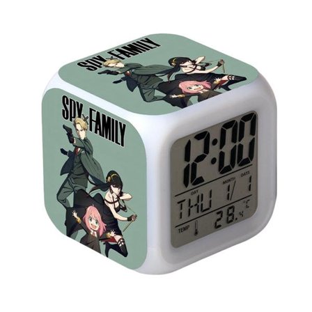 Anime Vekkerklokke One Piece LED Kvadratisk Klokke Digital Vekkerklokke med Tid, Temperatur, Alarm, Dato