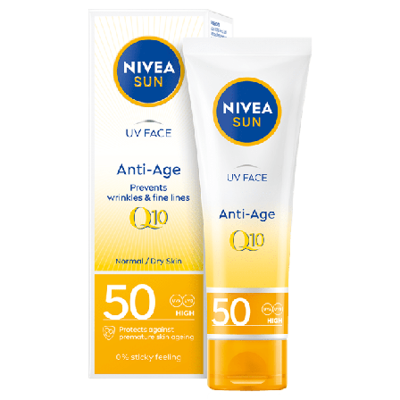 NIVEA Solkräm ansikte UV Face Anti Age Q10 Cream SPF50 50ml SUN Solskydd & solvård Dam 50 ML