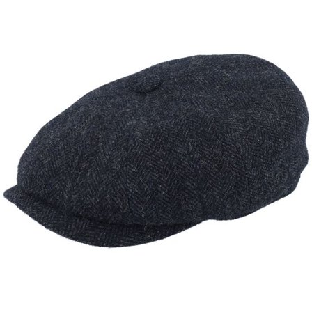 Stetson - Svart flatcap Keps - Hatteras Wool Herringbone Heather Black Flexfit @ Hatstore