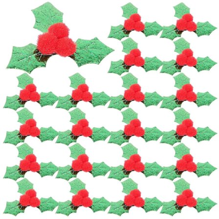 100 stk. Kristtjørnblade i stof, bærdekoration, jule DIY-materiale, kristtjørnblade til juledekoration