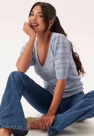 Happy Holly - Short Sleeve Knit Sweater - 48/50