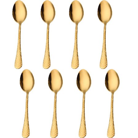 8 kpl teelusikoita ja jälkiruokalusikoita, KULTA