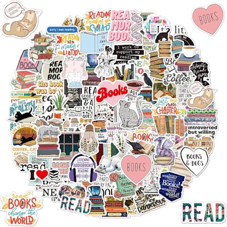 100 stk. klistremerker for bøker, klistremerker for bøker med kjærlighet til lesing, vinyl, vanntette klistremerker for bokelskere, klistremerker for 